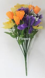Yellow & orange artificial flowers 79 items. Artificial Crocus Narcissus Iris Flower 12 Yellow Orange Blue 15 Inches 38cm Product Name
