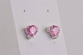 AIAV Sterling Silver 13mmx 11mm Pink Cubic Zirconia Heart 925 Post Stud  Earrings | eBay