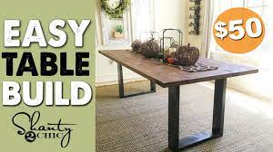 We found the cute fall decor and the table runner, for the centerpiece, at athome! Diy Rustic Modern Dining Table Shanty 2 Chic