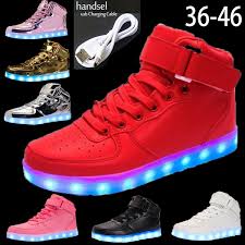 Led Light Shoes Men 7 Colors Glowing Fashion Led Shoes High Top Adults Luminous Shoes Gold Siliver Wish