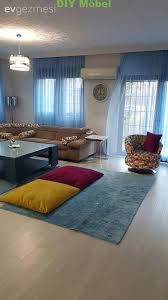 Bordo Fon Perde Hali Mavi Salon Sari Diy Mobel Home Decor Pinterest Home Home