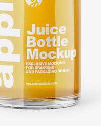 Download Clear Glass Bottle With Apple Juice Mockup In Bottle Mockups On Yellow Images Object Mockups PSD Mockup Templates