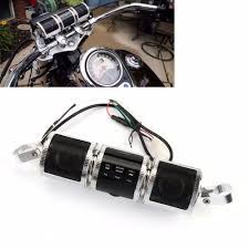 Motorcycle Handlebar Bluetooth Audio Sound System Mp3 Fm Radio Stereo Speakers Silver Cruiser Chopper Cafe Racer Bobber Motorcycle Handlebar Mp3 Fm Audio Sound