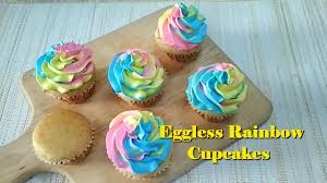 Eggless Cupcakes With Whipped Cream Rainbow Frosting Eggless Cupcakes With Colourful Frosting Youtube