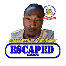 ESCAPED PRISONER The Barbados Police Service is seeking the assistance of  the public in locating Kiron Darren Price-Walthrust 24 years alias “Shifoo”  who escaped from the Oistins Police Station