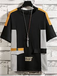 2019 Color Block Panel T Shirt Erkek Tisort Tisort Modelleri Erkek Moda Tarzlari