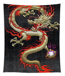 Black And Gold Dragon Tattoo Golden Chinese Dragon Fucanglong On Black Silk Tapestry For Sale By Serge Averbukh In 2020 Dragon Artwork Chinese Dragon Japanese Dragon Tattoos