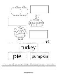 Ghost bulletin board idea for kids. Cut And Paste The Thanksgiving Words Worksheet Twisty Noodle