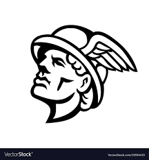 Head Hermes Greek God Mascot Black And White Vector Image