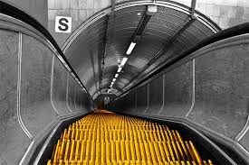 Black And White With Pop Of Color Art Australia Escalator Color Splash Photo Color Splash Black And White Pictures