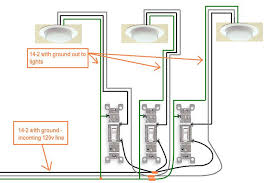 In this case, electricity flows through the ceiling box from the first switch to the second switch. How Do I Wire A 3 Gang Switch In My New Bath Home Improvement Stack Exchange