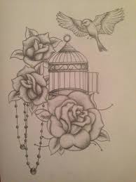 Bird And Rose Tattoo Drawing Realistic Bird Tattoos With Cage Google Search Cage Tattoos Realistic Bird Tattoo Birdcage Tattoo