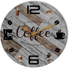 Buy top selling products like graham & brown coffee shop wallpaper in black/white and icanvas gucci coffee canvas wall art. Buy Rustic Kitchen Wall Clock Wooden Office Coffee Decor Wall Clocks 12 Inches Silent Clocks For Kitchen Office Coffee Corner Cafe Shop Decoration Online In Kuwait B08np1x55x