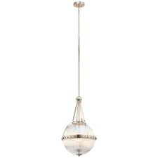 We have a full line of post lighting, pole lights, and pier mounts. Kichler Aster Three Light Pendant In Polished Nickel