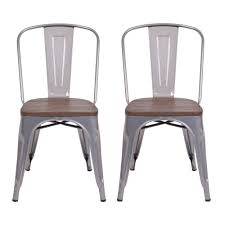 Set Of 2 Carlisle High Back Metal Dining Chair With Wood Seat Natural Metal Threshold Dining Chairs Metal Dining Chairs Metal Kitchen Chairs