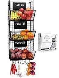 Stylish Kitchen Hanging Fruit And Vegetable Storage Baskets With Chalkboards Perfect For Yo Fruit And Vegetable Storage Vegetable Storage Produce Baskets
