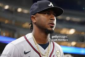 Jacob Stallings of the Miami Marlins reacts after hitting a double to...  News Photo
