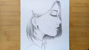 Youtube mukta art & craft. Easy Way To Draw A Girl With Pencil Sketch Step By Step Youtube