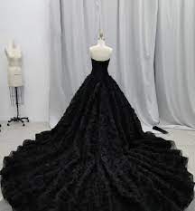 Gothic Handmade Flower Chapel Wedding Dress Black Wedding Dresses Gothic Wedding Dress Halloween Wedding Dresses