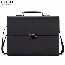 Vicuna Polo Bag Theft Proof Lock Black Leather Briefcase Bag Dress Man Handbag Black Leather Briefcase Handbags For Men Briefcase For Men