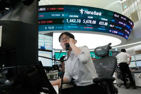 Asian stock rout on AI worries as Kospi falls 1.2% after 16% drop; Samsung and SK Hynix face losses amid volatility.