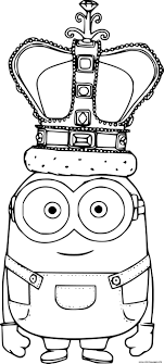 Minions bob coloring pages are a fun way for kids of all ages to develop creativity, focus, motor skills and color recognition. Bob Minion With The Crown Coloring Pages Printable
