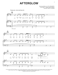 Taylor Swift Afterglow Sheet Music Notes Chords Score Download Printable Pdf Sheet Music Notes Sheet Music Music Chords