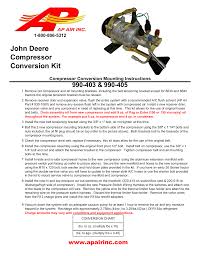 John Deere Compressor Conversion Kit Manualzz Com