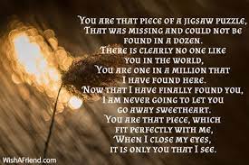 Missing piece to the puzzle written by: You Are That Piece Of A Jigsaw Puzzle Love Poem