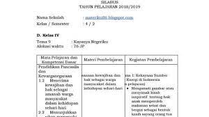 Apabila bapak dan ibu guru ingin mendownload silabus kelas 4 sd kurikulum 2013 revisi 2018 semester 1 dimulai dari tema 1 sampai 5, silahkan download. Silabus Kelas 4 Sd Kurikulum 2013 Revisi 2018 Semua Tema