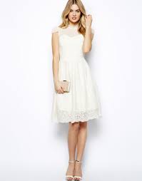 Lydia Bright Lydia Bright Skater Dress With Mesh Top At Asos Dresses Ivory Bridesmaid Dresses Short Wedding Dress