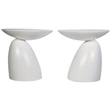 Pair Of Round White Fiberglass Side Tables Side Table Side Table Styling Round Table Top