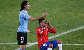 Mauricio isla (chile) right footed shot from the centre of the box to the bottom. Uruguay S Edinson Cavani Provoked By Gonzalo Jara In Defeat To Chile Copa America The Guardian
