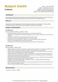 Craftsman Resume Samples Sample Resume Templates Resume Craftsman
