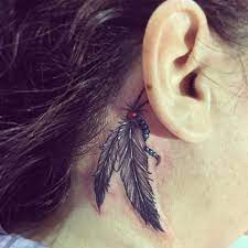 Image Result For Amazing Behind The Ear Feather Tattoo Feather Tattoo Behind Ear Ear Tattoo Feather Tattoos