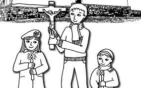 Každé zastavení je doplněno barevnou dětskou kresbou. Susicka Krizova Cesta Leporelo K Dokresleni Vira Pro Deti