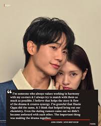 JungSomin addressed the dating rumors with #JungHaein that surfaced during  the drama #LoveNextDoor, "I'm someone who always values working in harmony  with my co-stars, and I always try to match with them