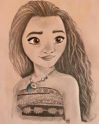 Draw cute MOANA from DISNEY 👧🏾🌊🌀🐚🌳🧒🏿| Step by Step