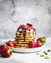 Lemon Cardamom Pancakes With Strawberries And Chocolate Lemon Pancakes Sweet Breakfast Food