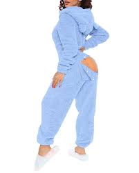 Yitty Onesie|womens Fleece Onesie - Winter Warm V-neck Hooded Pajamas