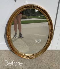 The shaped resin frame is finished in venetian gold. Gold Plastic Oval Mirror Makeover Confessions Of A Serial Do It Yourselfer