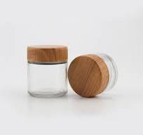 2 4 Ounce CR Flush Cap Flower Tall Glass Jar With Wood Lid ...