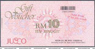 Change your aeon member card to aeon member plus visa card before 31 december 2020 to get aeon gift voucher & enjoy member fee waiver. Malaysia Aeon Jusco Gift Voucher Rm10 Issued In 2008