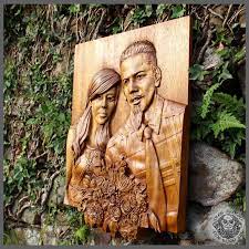 Example Of Realistic Custom Portrait Carving Wood Picture Wall Etsy Custom Portraits Picture On Wood Face Carving