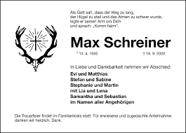 Traueranzeigen von Max Schreiner