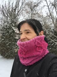 PDF Knitting Pattern Double Layered Cowl With Cables and Velvet Yarn