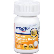 Equate Fast Acting Motion Sickness Relief Dimenhydrinate Tablets 50 Mg 100 Ct Walmart Com Motion Sickness Nausea Relief Relief