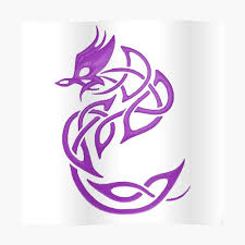 Black And Purple Dragon Logo Tattoo Style Purple Dragon Poster Tattoo Style Dragon Print Purple
