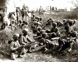 1885 British India. The Delhi Camp of Exercise. Photograph showing the vast Indian Army on the move along the Grand Trunk Road. Lala Deen Dayal and Sons. Restored Image.