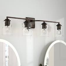 Three Posts Berns 4 Light Vanity Light With Clear Watered Glass Reviews Wayfair